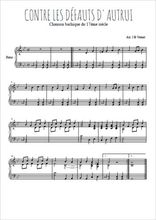 Téléchargez l'arrangement pour piano de la partition de Traditionnel-Contre-les-defauts-d-autrui en PDF